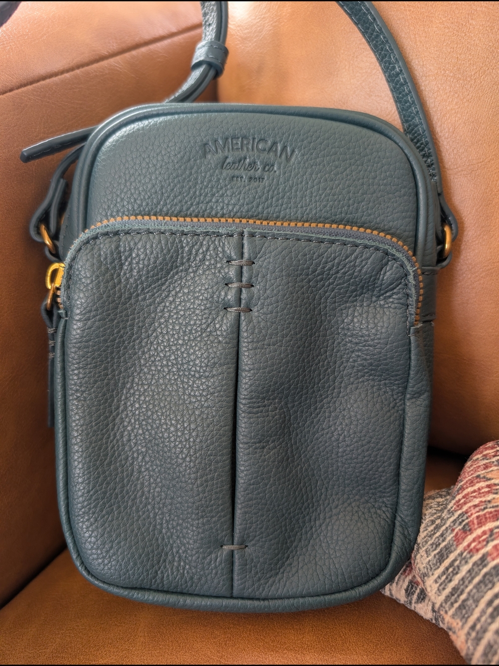 Genuine Leather Crossbody By American Leather Company Teal - Picture 3 of 8